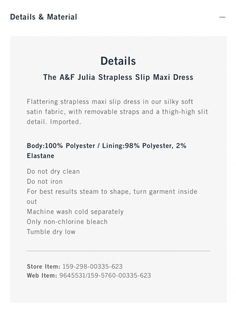Abercrombie & Fitch Julia Strapless Slip Maxi Dress